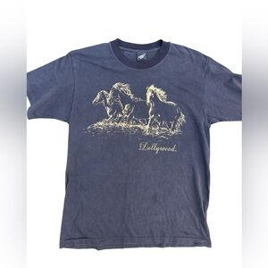 Diamond Dust Dollywood Vintage 90’s Black with Gold Glitter Horse T-Shirt Size L